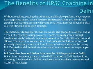 the benefits of upsc coaching in delhi