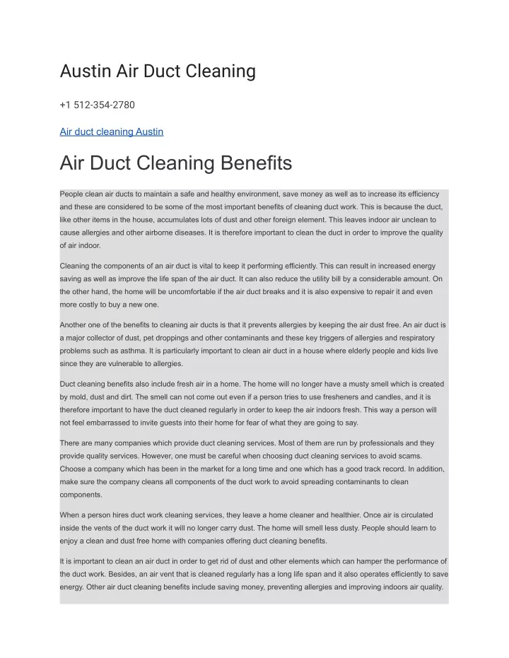 austin air duct cleaning