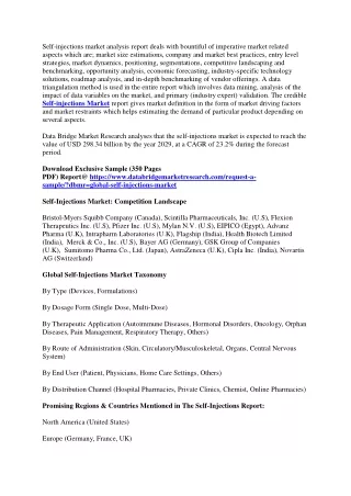 self injections market analysis report deals with