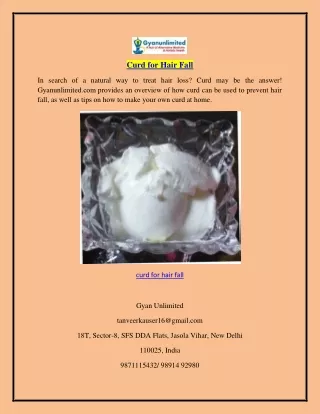Curd for Hair Fall  Gyanunlimited