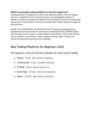 Which commodity trading platform is best for beginners