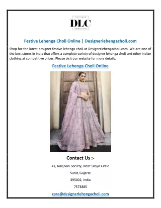 festive lehenga choli online designerlehengacholi