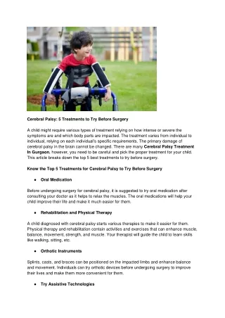 Cerebral Palsy 5 Treatments to Try Before Surgery
