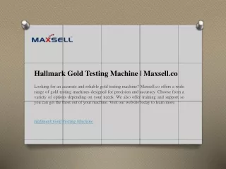 Hallmark Gold Testing Machine  Maxsell.co