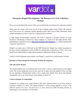 Enterprise Drupal 8 Development_ The Reason to Use It for a Business Website