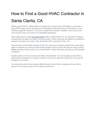 How to Find a Good HVAC Contractor in Santa Clarita, CA
