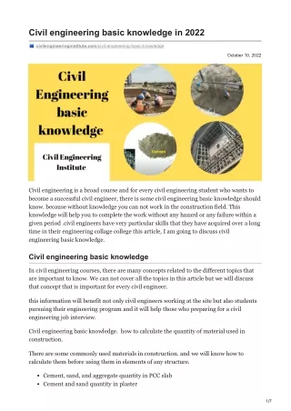 Civil engineering basic knowledge in 2022