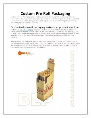 custom pre roll packaging custom pre roll