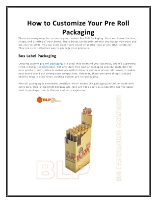 how to customize your pre roll packaging there