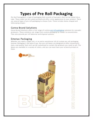 types of pre roll packaging pre roll packaging