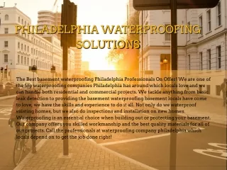 Philadelphia Waterproofing Solutions