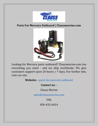 Parts For Mercury Outboard  Claussmarine.com