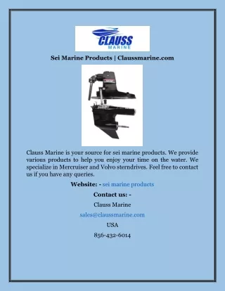 Sei Marine Products  Claussmarine.com
