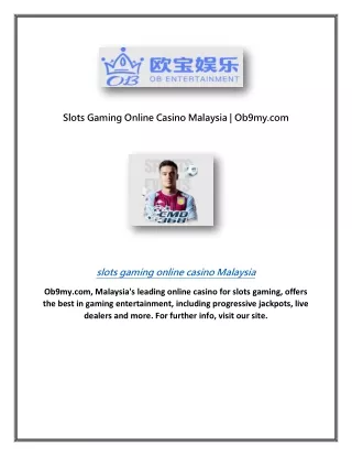 slots gaming online casino malaysia ob9my com