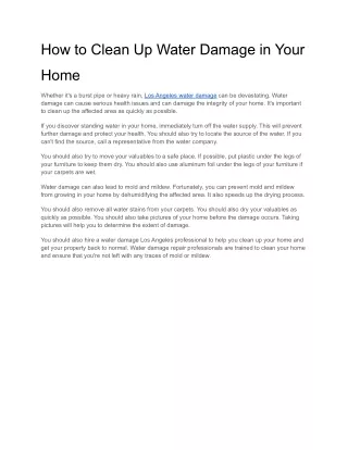 How to Clean Up Water Damage in Your Home