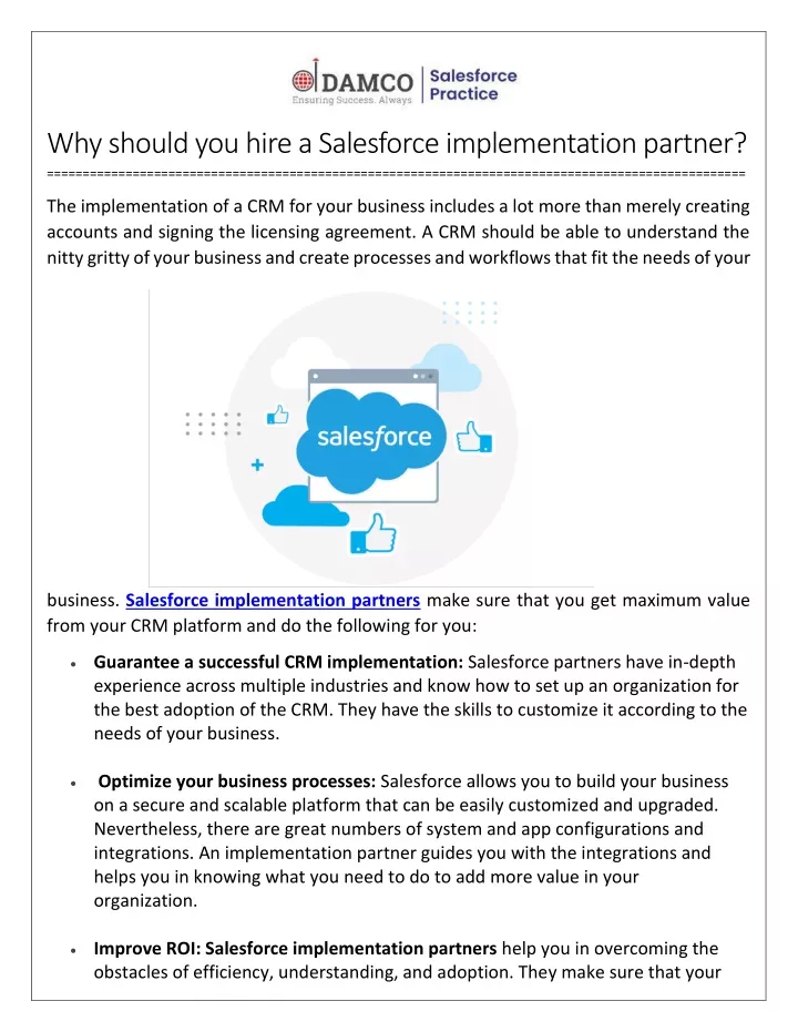 why should you hire a salesforce implementation