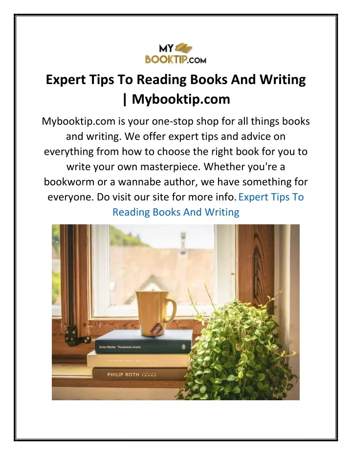 expert tips to reading books and writing