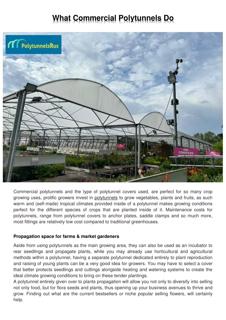 what commercial polytunnels do