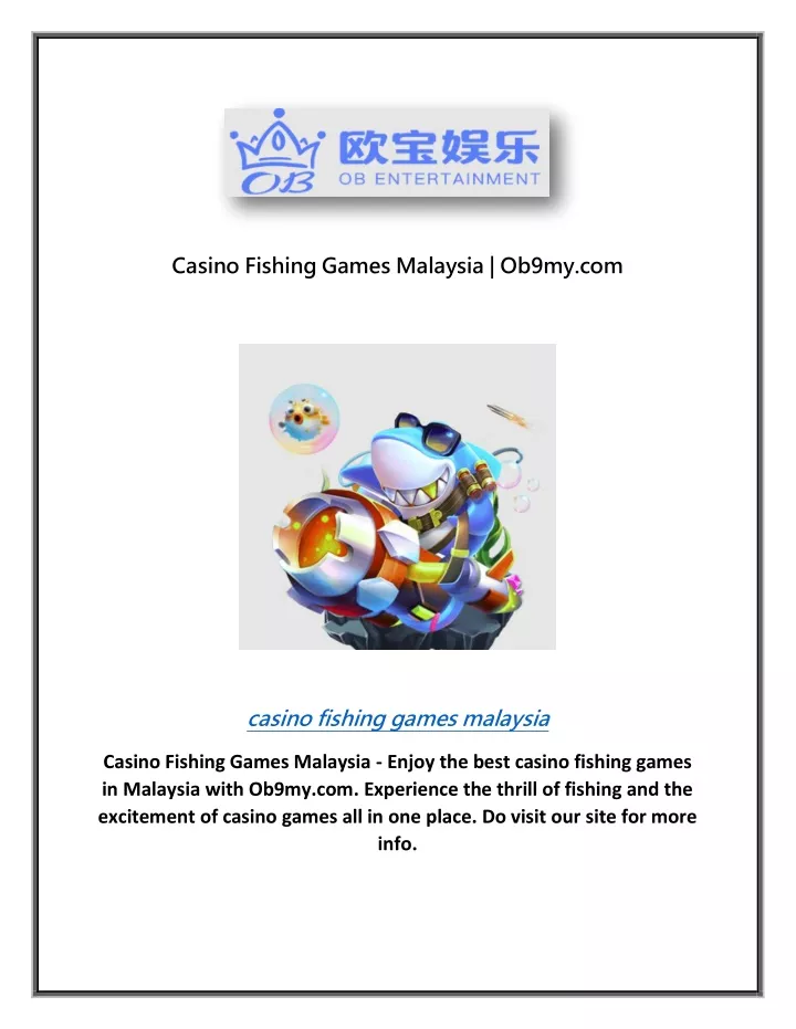 casino fishing games malaysia ob9my com