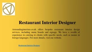 Restaurant Interior Designer | Astoundinginteriors.co.uk