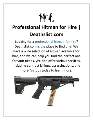 Professional Hitman for Hire  Deathslist.com