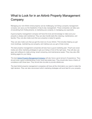 What to Look for in an Airbnb Property Management Company