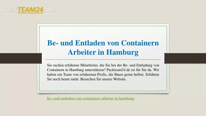 be und entladen von containern arbeiter in hamburg