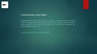 Canada Payday Loans Online  Lendersnow.com