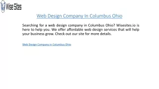 Web Design Company In Columbus Ohio  Wisesites.io