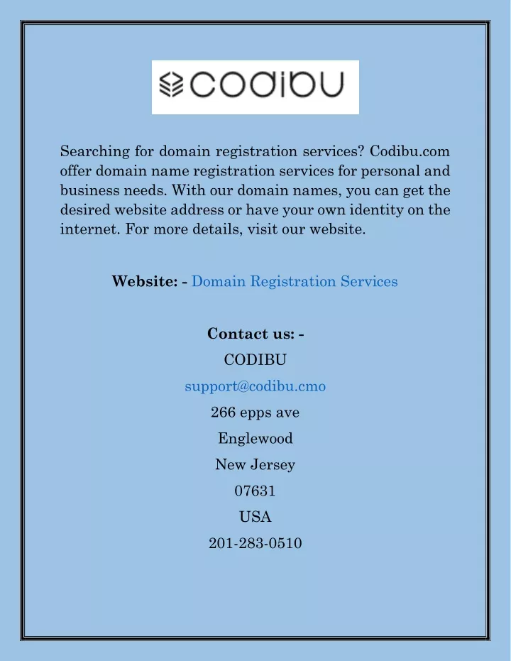 searching for domain registration services codibu