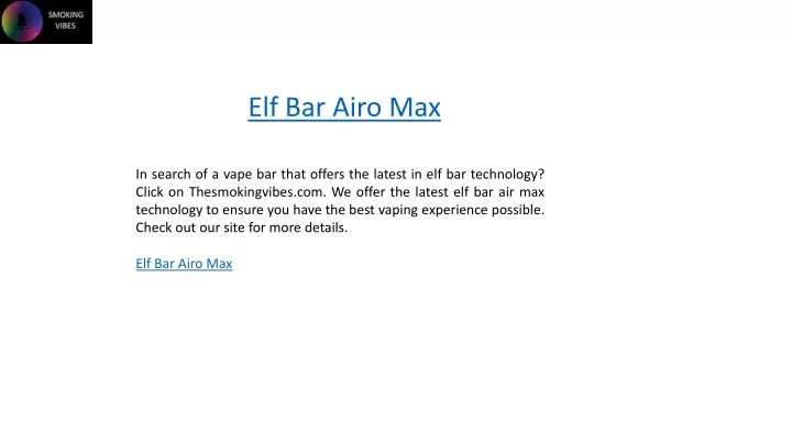 elf bar airo max