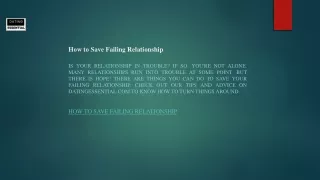 How to Save Failing Relationship  Datingessential.com