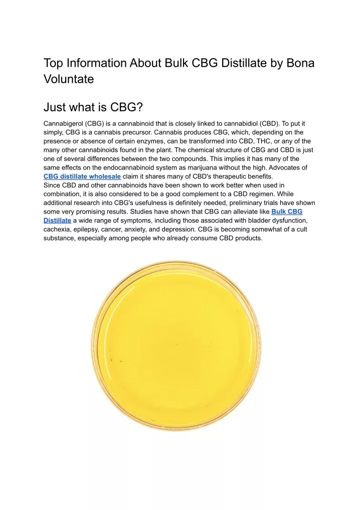 PPT - Top Information About Bulk CBG Distillate By Bona Voluntate ...