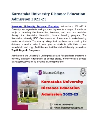Karnataka University Distance Education Admission 2022