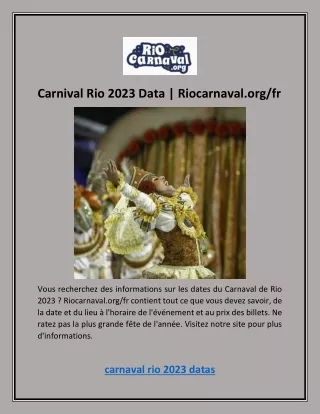 Carnival Rio 2023 Data | Riocarnaval.org/fr