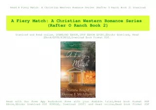 Read A Fiery Match A Christian Western Romance Series (Rafter O Ranch Book 2) Download