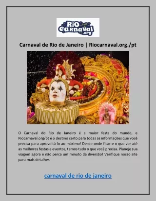 Carnaval de Rio de Janeiro | Riocarnaval.org./pt