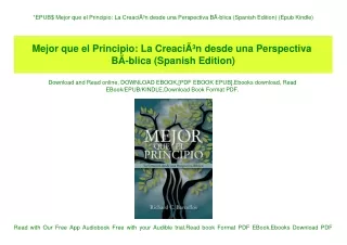 EPUB$ Mejor que el Principio La CreaciÃƒÂ³n desde una Perspectiva BÃƒÂ­blica (Spanish Edition) (Epub Kindle)