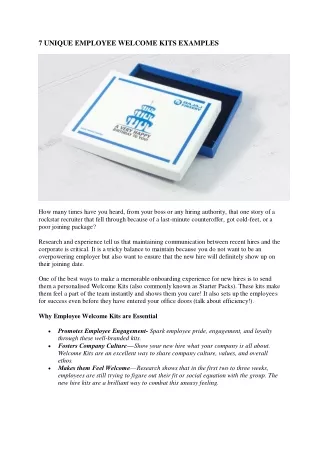 7 UNIQUE EMPLOYEE WELCOME KITS