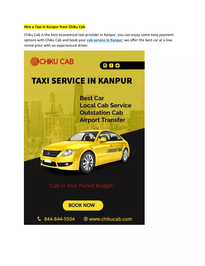 hire a taxi in kanpur from chiku cab