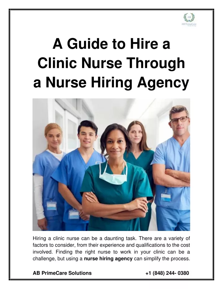 a guide to hire a clinic nurse through a nurse