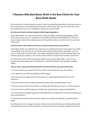 7 Reasons Why Best Bones Broth Is the Best Choice for Your Bone Broth Needs