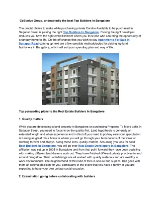 coevolve group undoubtedly the best top builders