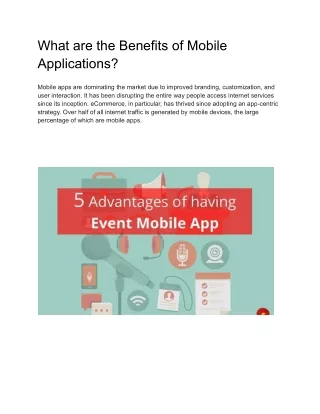 What are the benefits of mobile Applications