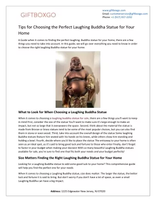 Tips for Choosing the Perfect Laughing Buddha Statue for Your Home
