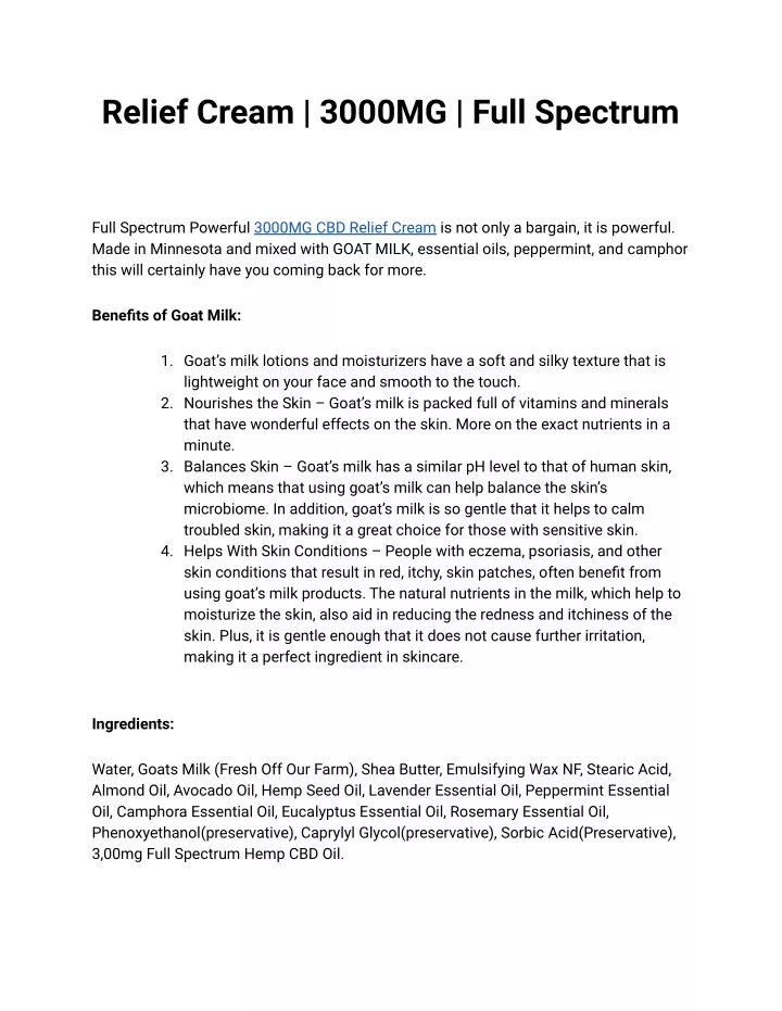 relief cream 3000mg full spectrum