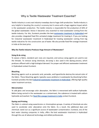 _Why is Textile Wastewater Treatment Essential_