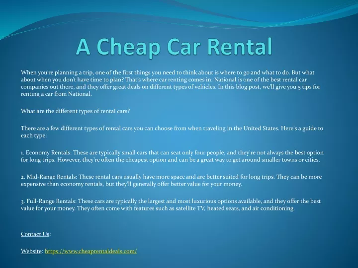 a cheap car rental