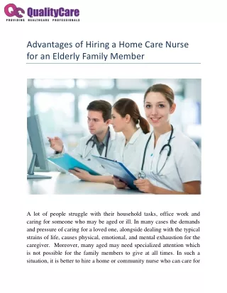 advantages of hiring a home care nurse