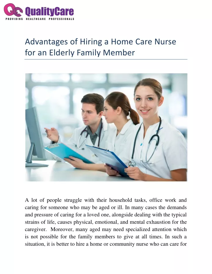 advantages of hiring a home care nurse